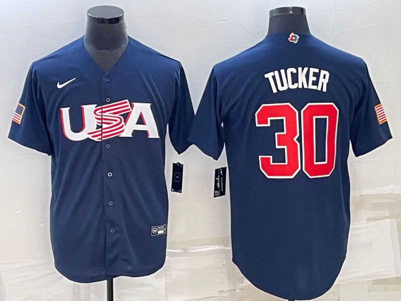 Men 2023 World Cub USA #30 Tucker Blue Nike MLB Jersey4